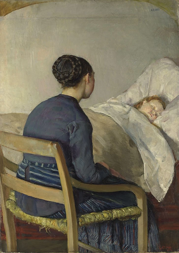 Madre al letto del suo bambino - Nasjonalmuseet for kunst, arkitektur og design, Oslo